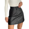 Sexy, black, PU leather mini skirt with lightweight, soft material. 